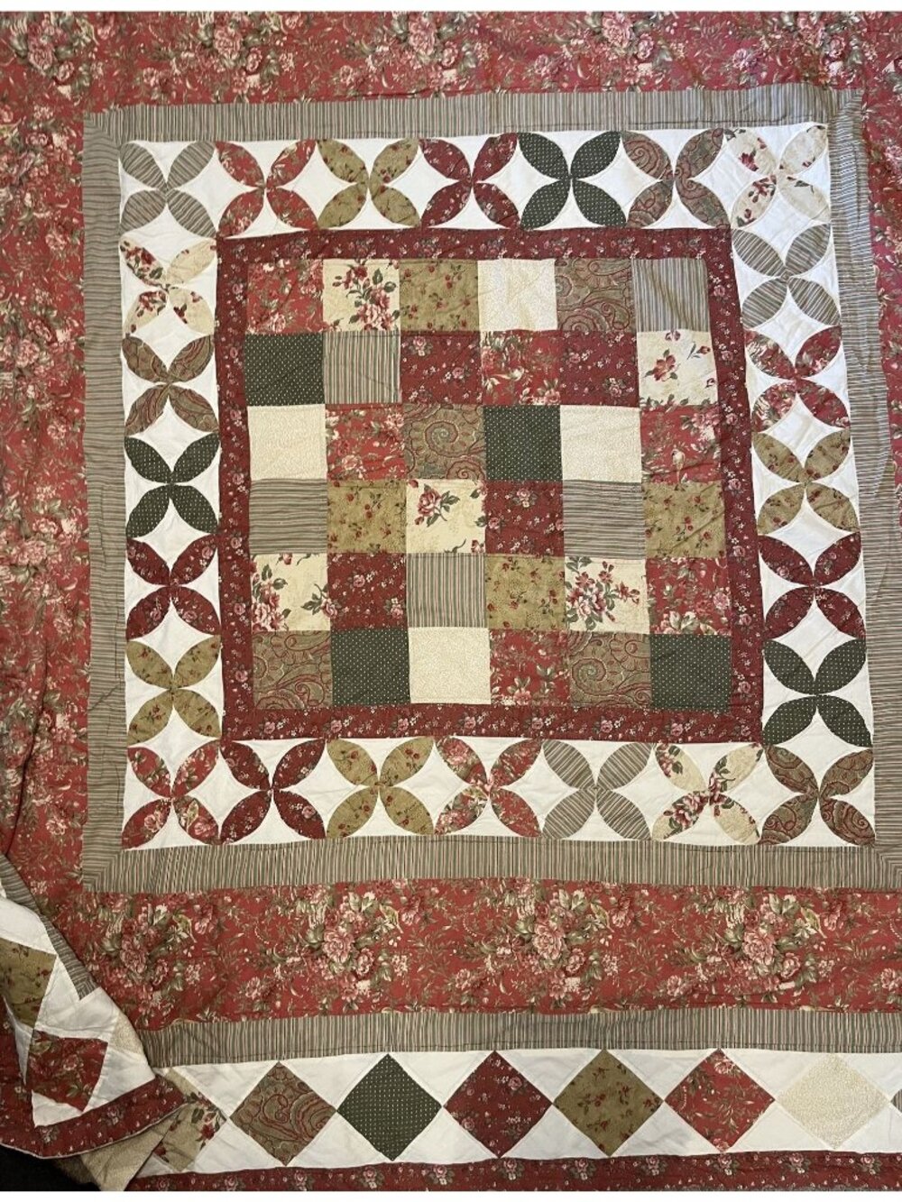Vintage Floral Patchwork Quilt Queen Size By JCPenney Cotton